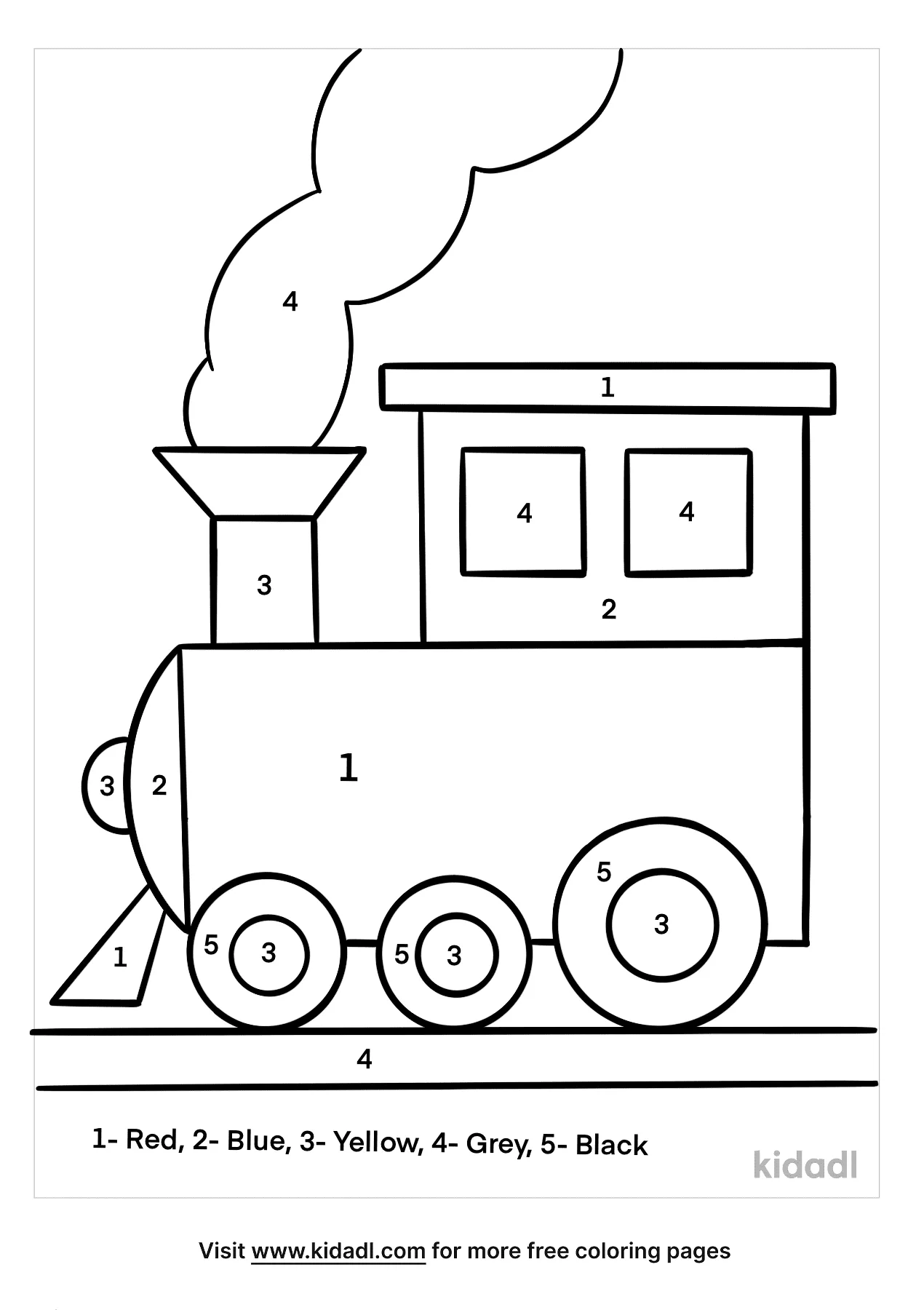 Free train color by numbers coloring page coloring page printables