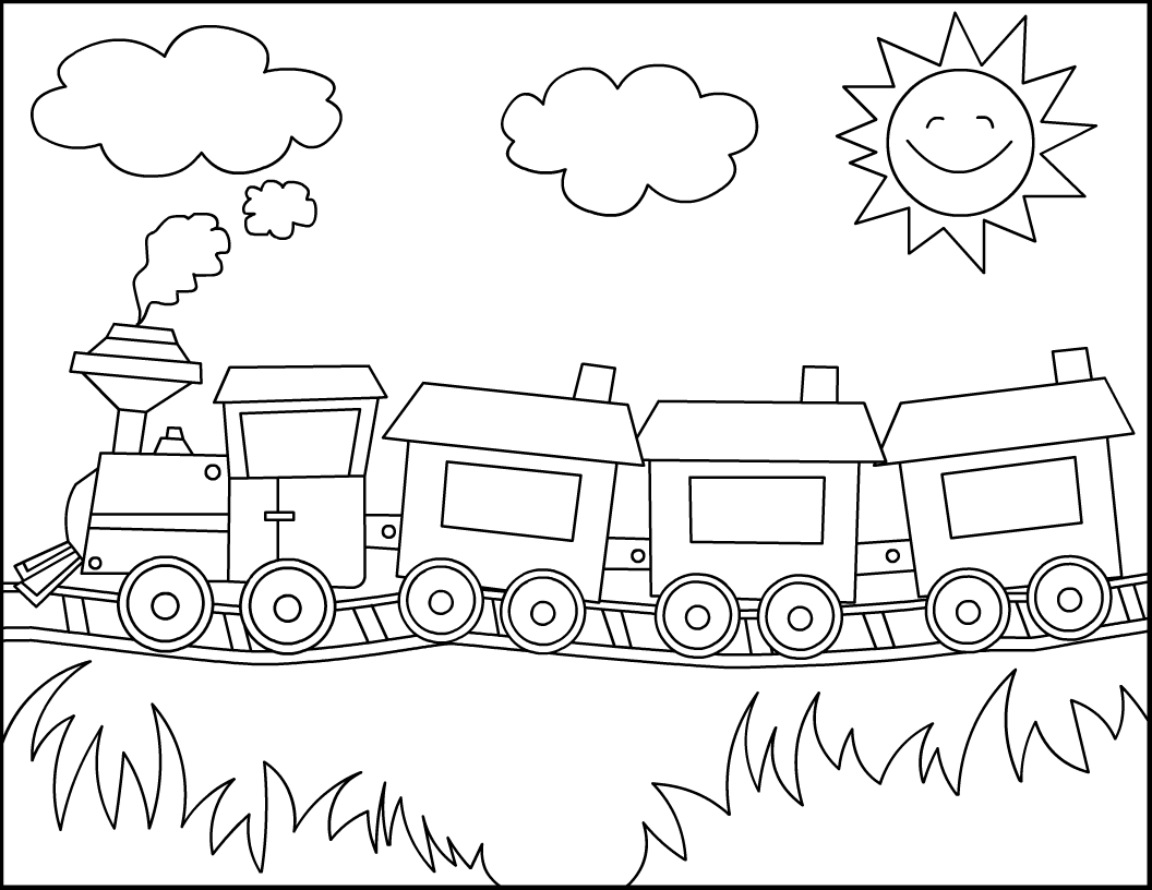 Coloring pages forest running train coloring pages