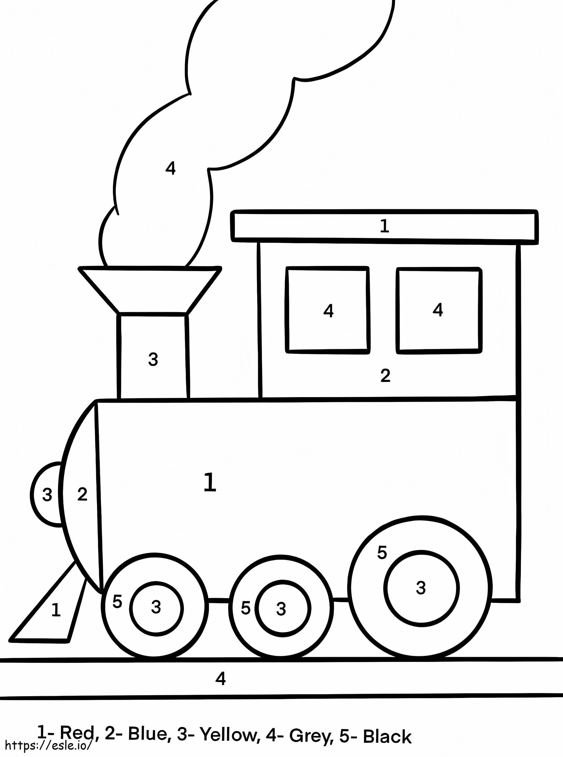 Simple train color by number coloring page