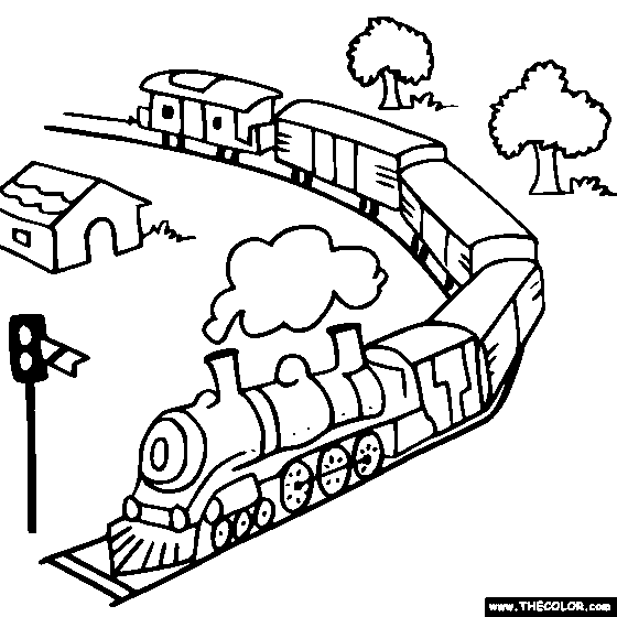 Train and locootive online coloring pages