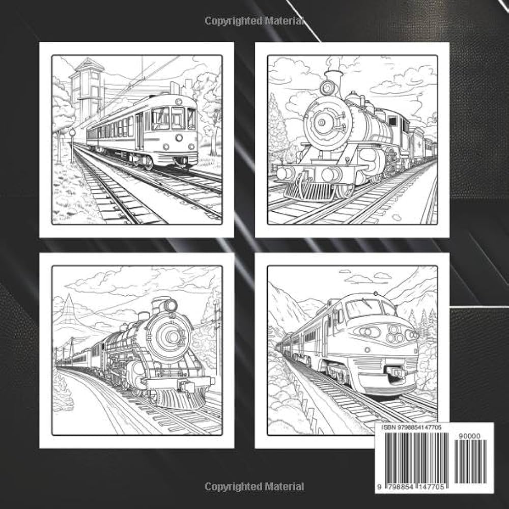 Train coloring book collection of cool sports cars supercars and fast road cars relaxation coloring pages for kids adults boys and car lovers guece oswald books