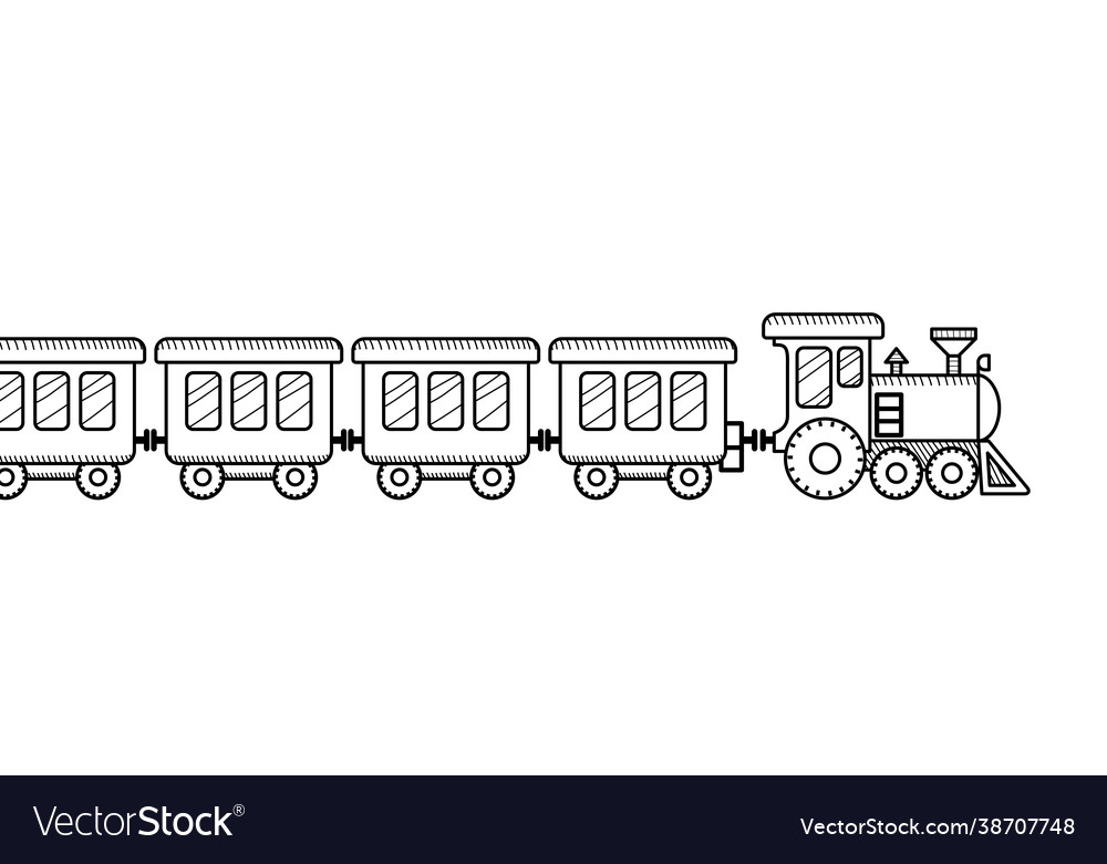 Train coloring book for kids black and white vector image