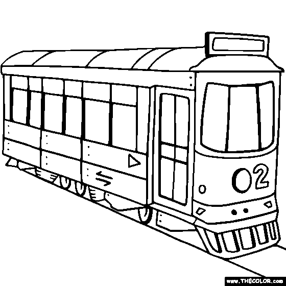 Trolley street car coloring page color a trolley