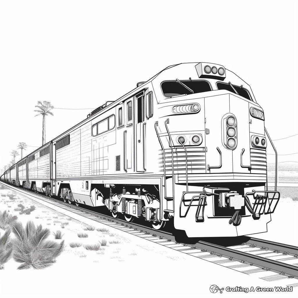 Realistic train coloring pages