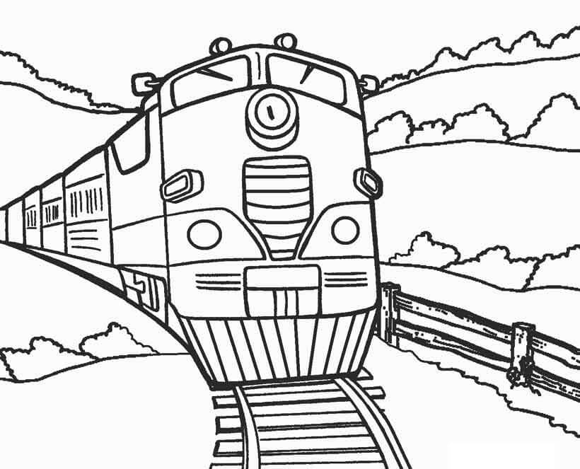 Drawing train coloring page