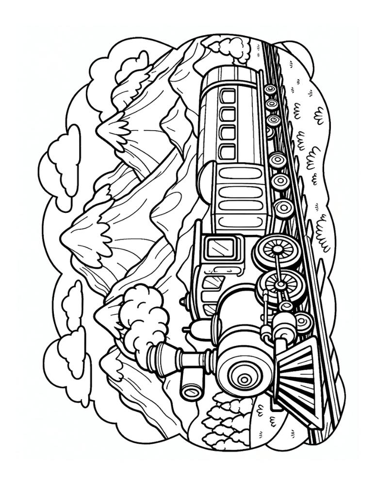 Free train coloring pages for kids