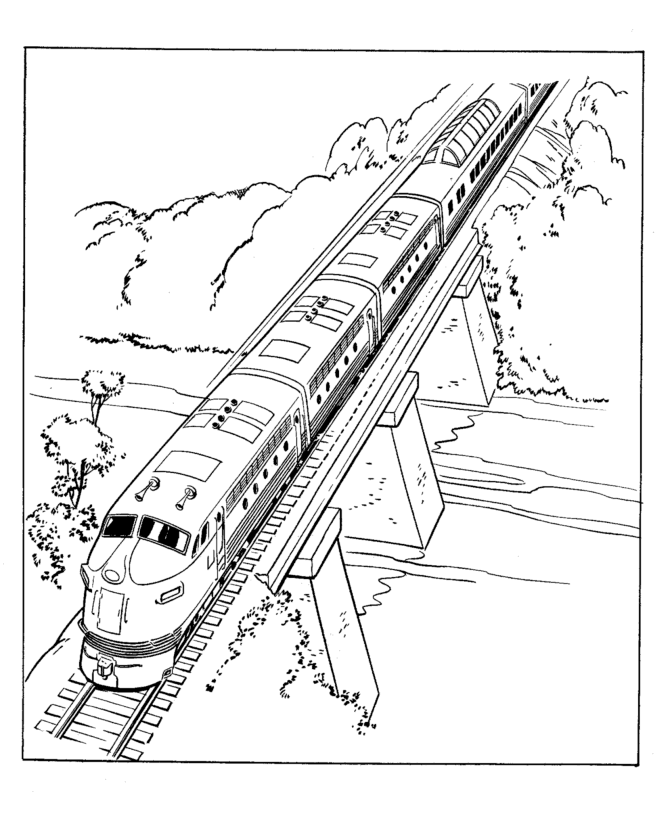 Railroad coloring page sheets