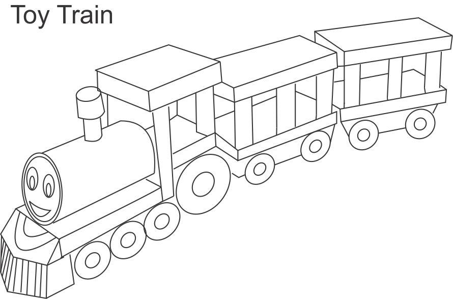 Toy train coloring page for kids