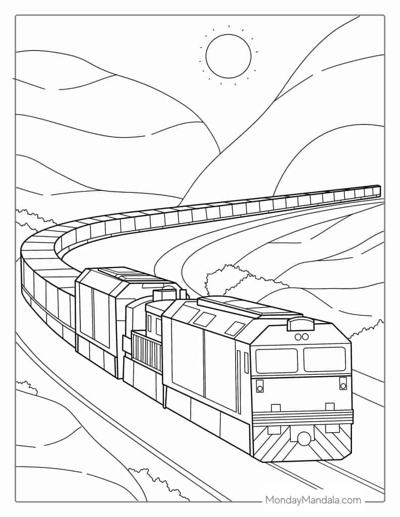 Train coloring pages free pdf printables