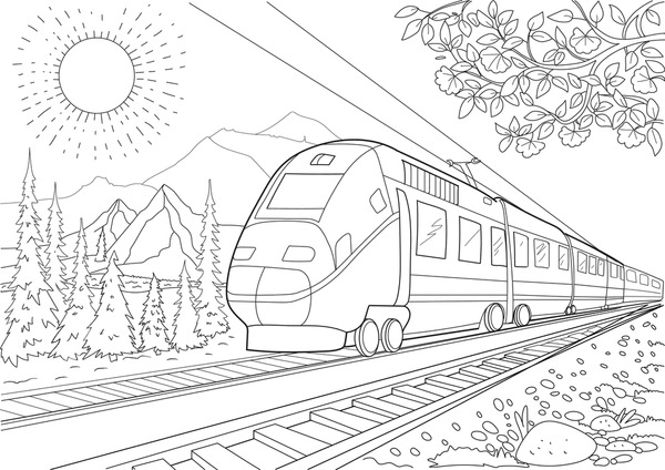Thousand coloring pages train royalty