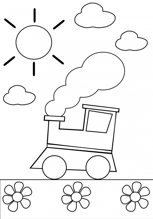 Preschool coloring page â train