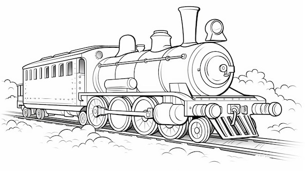 Premium ai image steam train coloring pages printable free coloring pages with bold manga lines