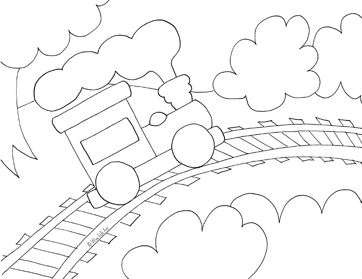 Toy train coloring page â wee folk art