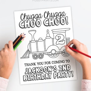 Train birthday coloring page editable train coloring page template printable train birthday coloring sheet train birthday party trb trn