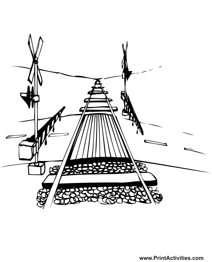 Railroad coloring page railroad crossing tracks