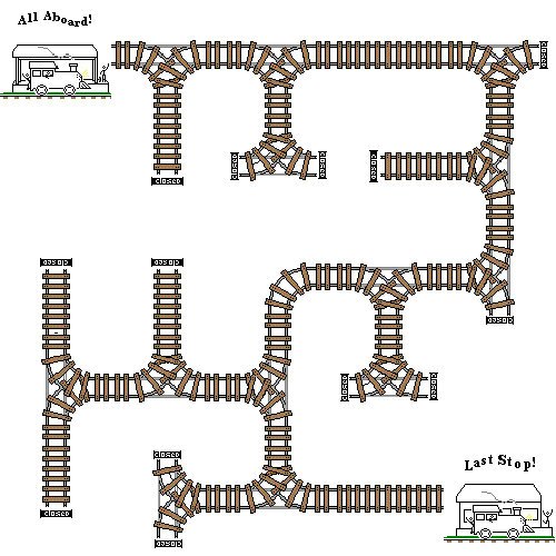 Create beautiful mazes with colored train tracks