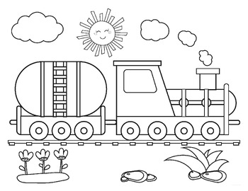 Choo choo all aboard the fun train coloring pages for preschool kindergarten