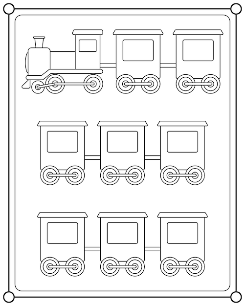 Premium vector cute train suitable for kids coloring page vector illustration