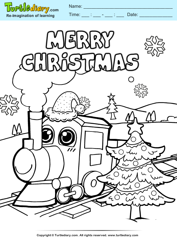 Christmas train coloring sheet turtle diary