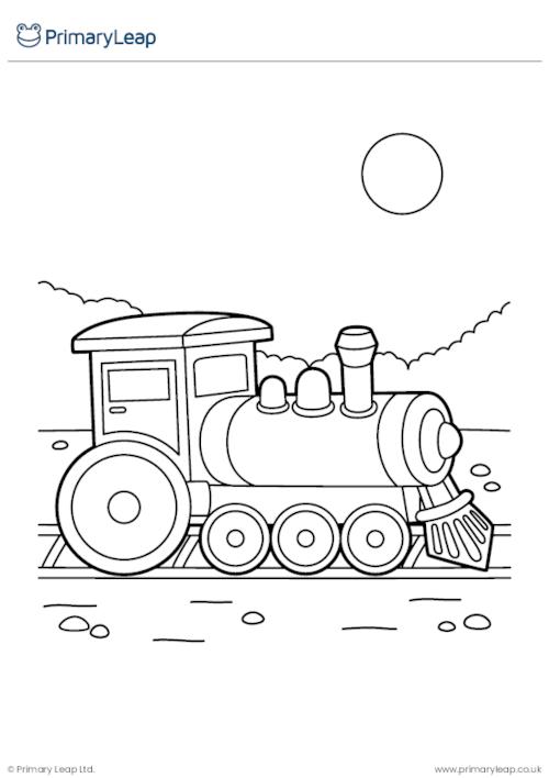 Art and craft train louring page worksheet