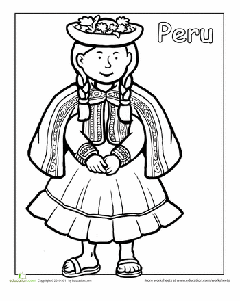 Multicultural coloring peru worksheet educationcom flag coloring pag kids learning activiti hispanic heritage month