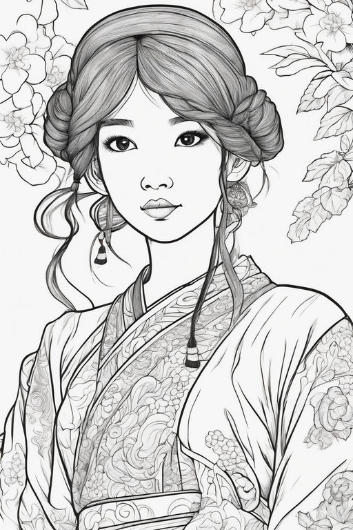 Making it perfect for coloring the character is depicted in a traditional japanese outfit