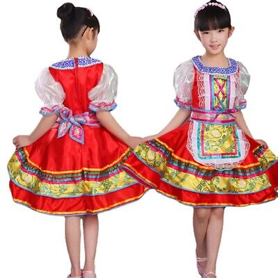 Girl ethnic folk dress costume cute russian traditional short sleeve dance dress