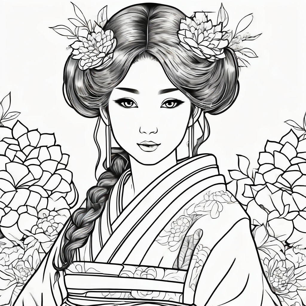 Making it perfect for coloring the character is depicted in a traditional japanese outfit