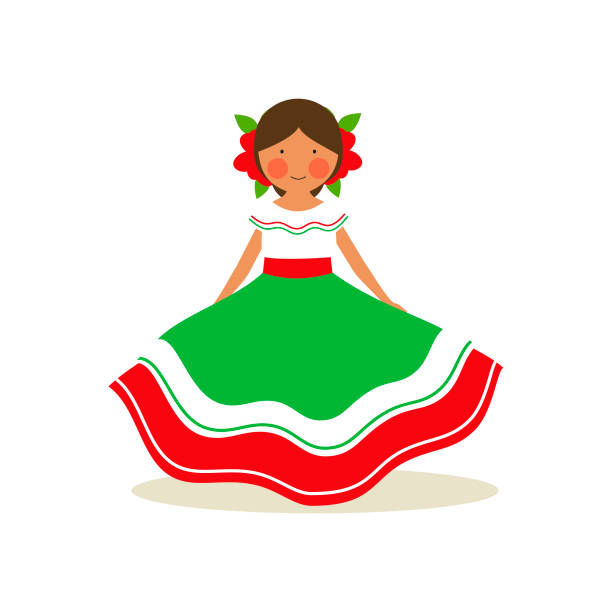 Mexican national costume for women stock illustration
