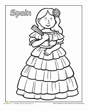 Multicultural coloring spain worksheet education coloring for kids preschool themes spain