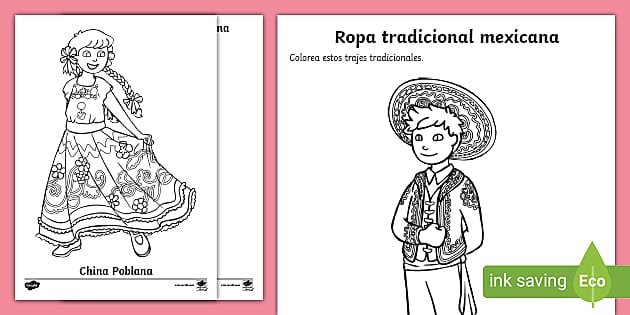 Hojas ra colorear ro tradicional mexicana