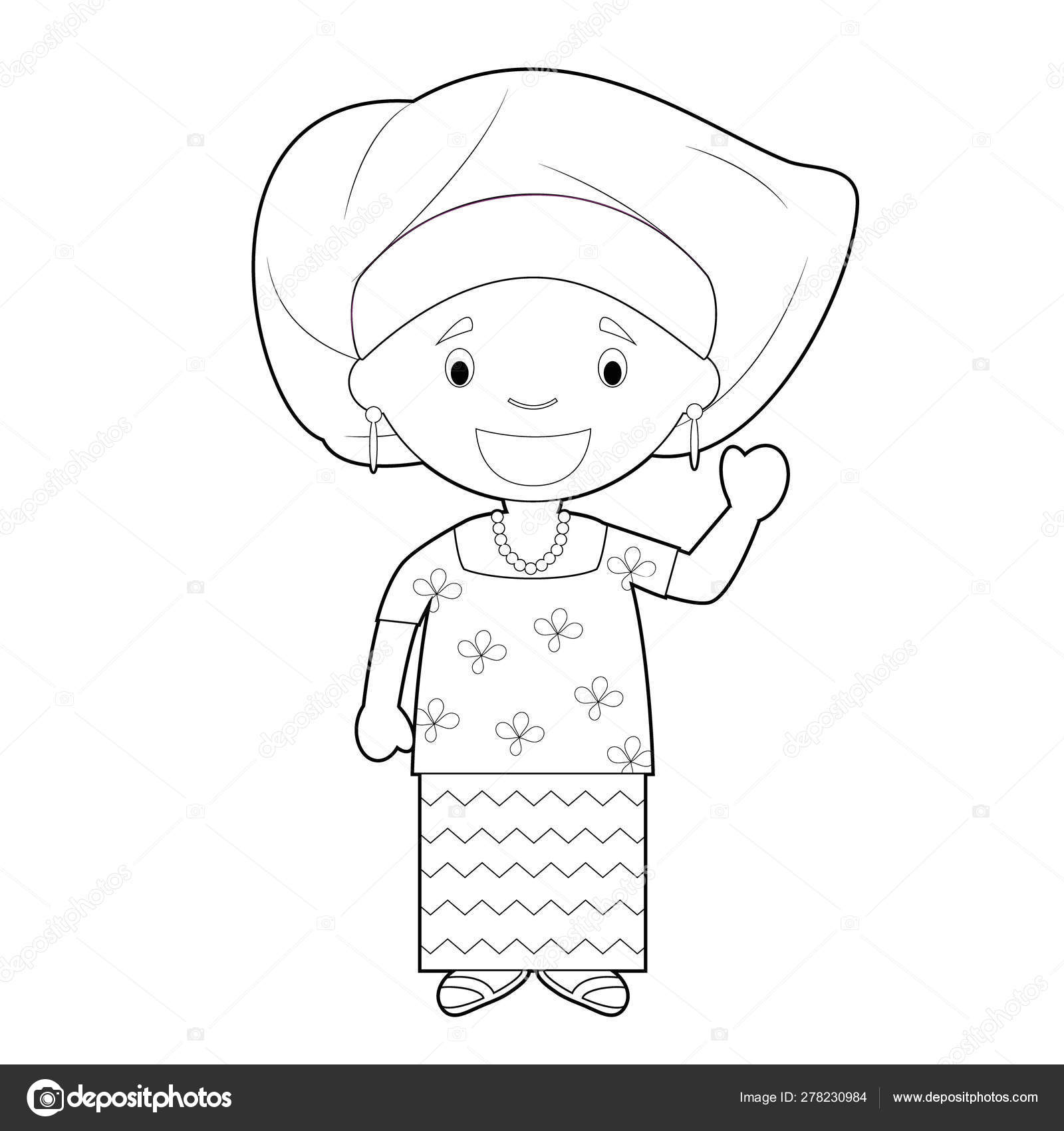 Fãcil personaje dibujos animados para colorear nigeria vestido manera tradicional vector de stock por asantosg