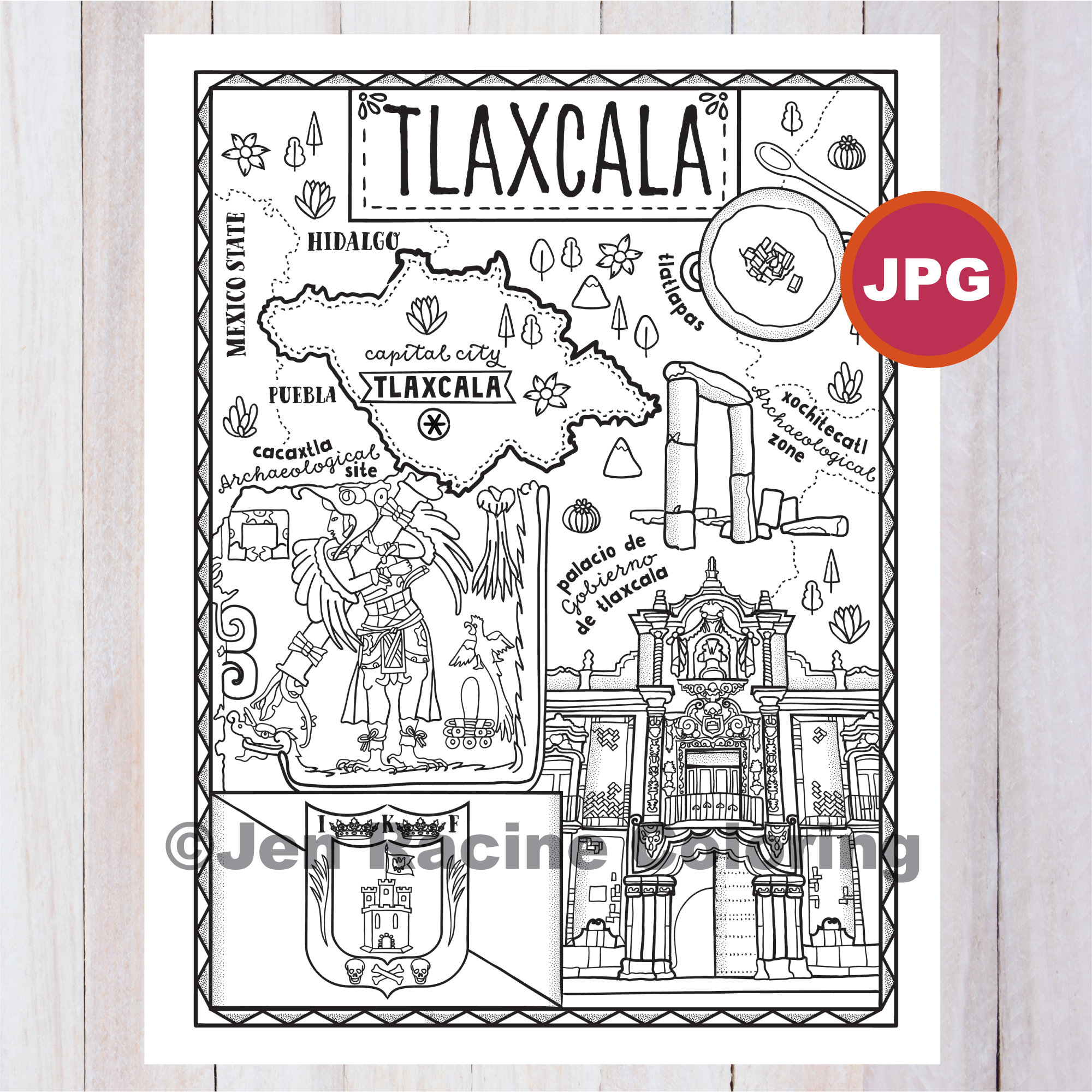 Tlaxcala coloring page estado de mãxico estados de mãxico bandera alimentaciãn monumentos pãgina para colorear jpg descargar