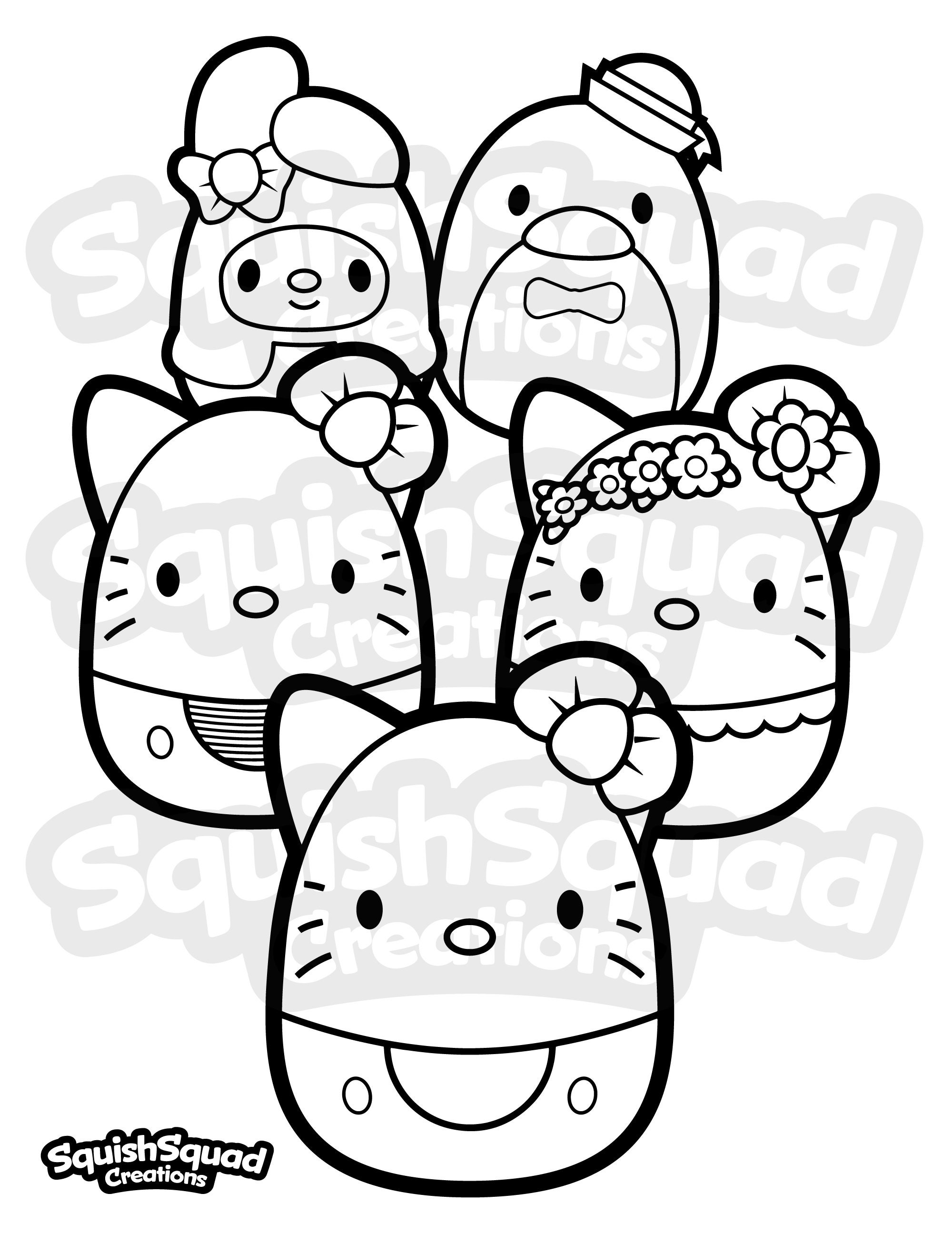 Pãgina para colorear de squishmallow kitty pãgina para colorear de squishmallow imprimible hoja para colorear descargable de squishmallow pãgina para colorear para niãos