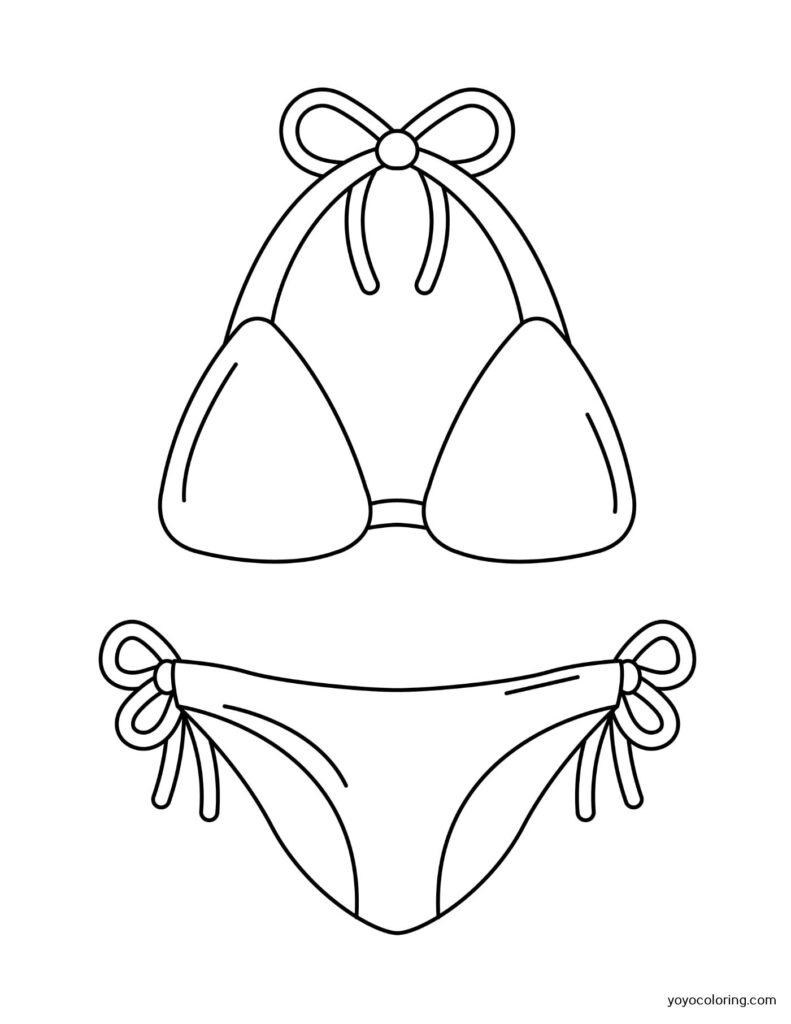 Bikini para colorear á plantilla de pintura imprimible