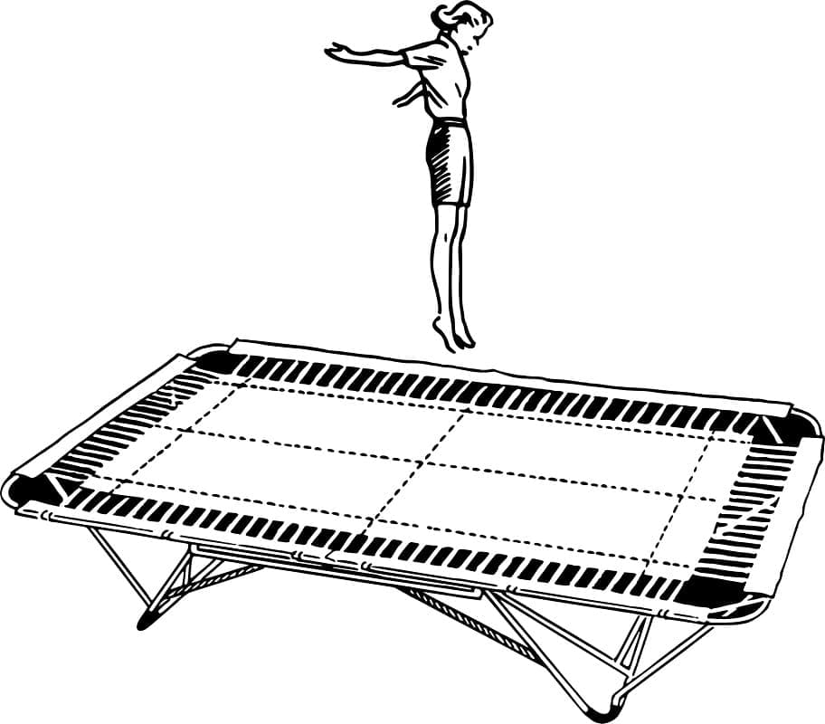 Vintage trampolining coloring page