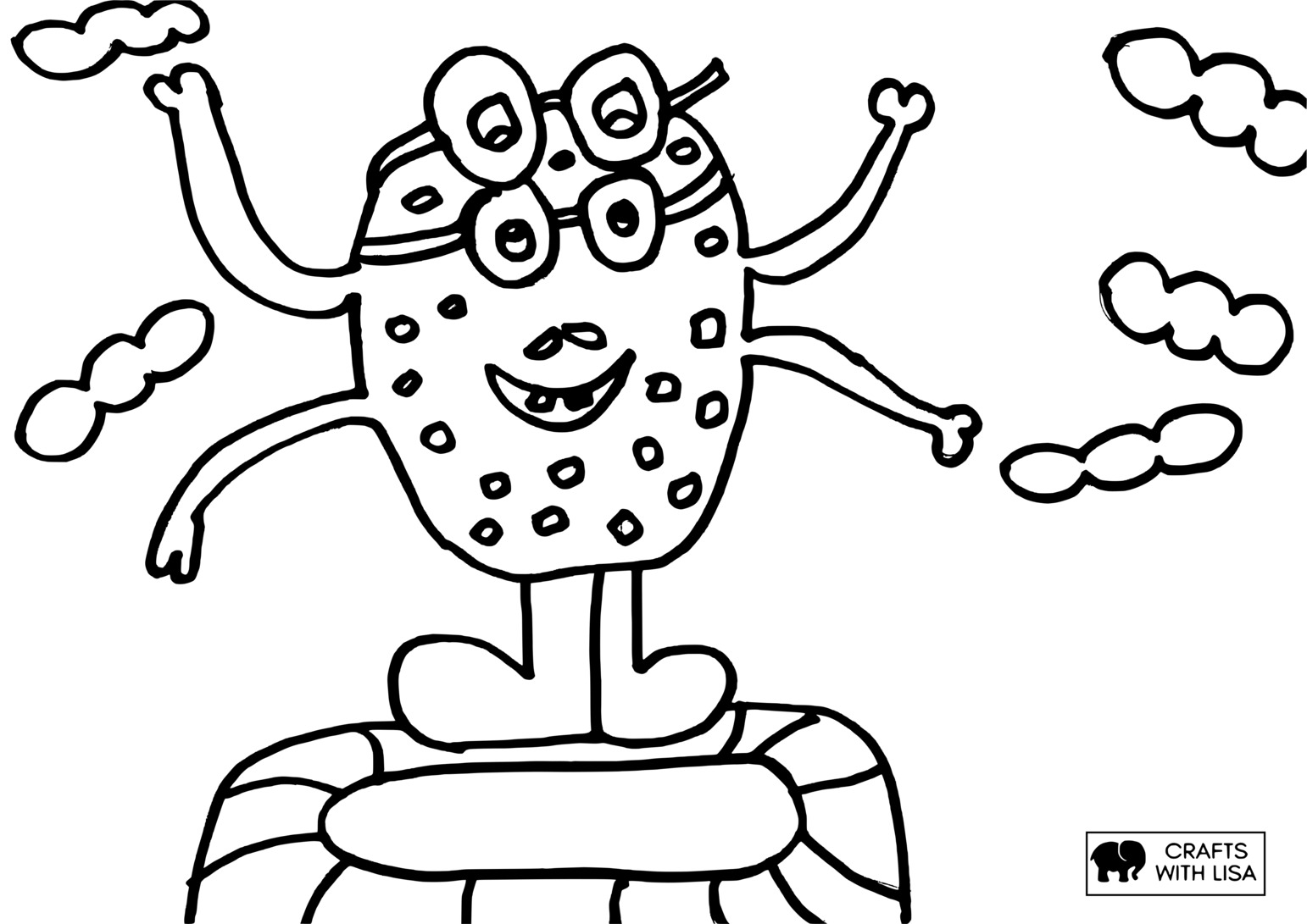 Monster on trampoline coloring page