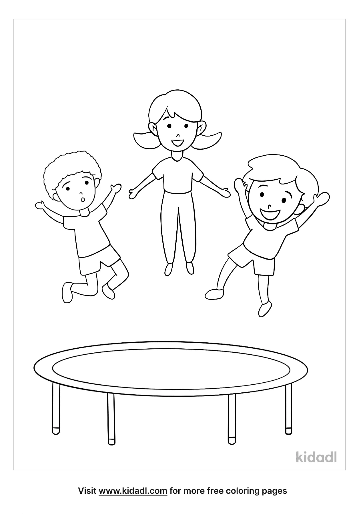 Free kids jumping on trampoline coloring page coloring page printables