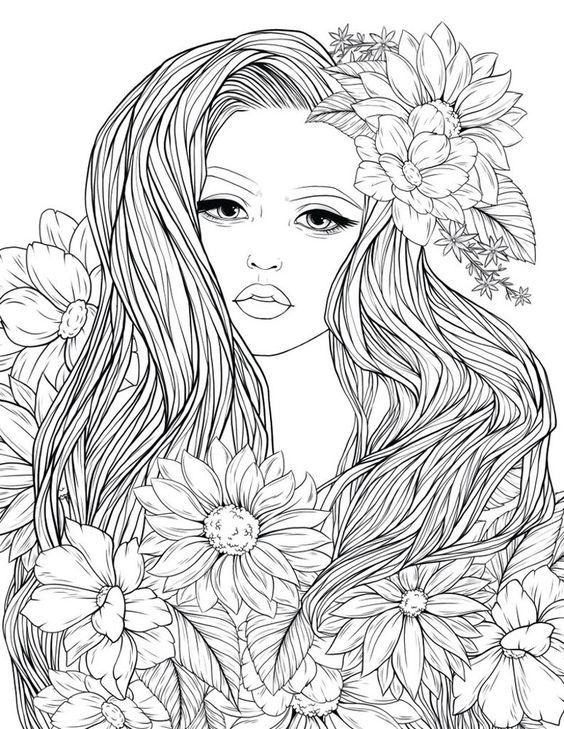 Flower coloring pages floral adult coloring pages printable adult coloring page