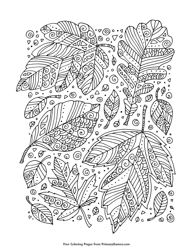 Zentangle leaves coloring page â free printable ebook fall coloring pages leaf coloring page coloring pages