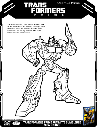 Transformers optimus prime printable coloring page