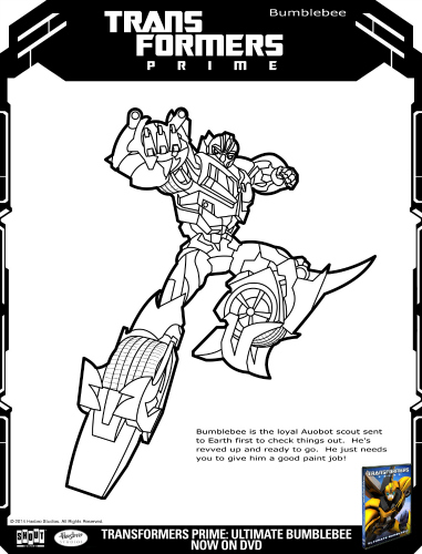 Transformers prime ultimate bumblebee printable coloring page
