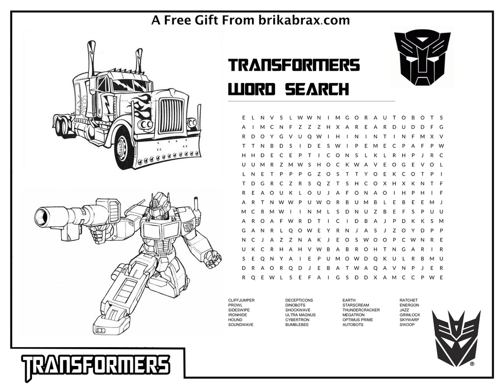 Free printable transformers colouring sheet â