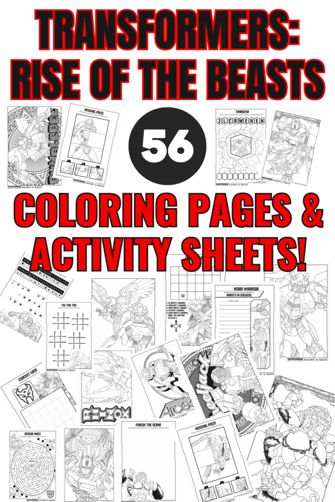 Transformers rise of the beasts free activity sheets and coloring pages