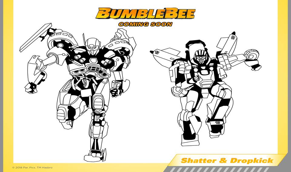 Bumblebee movie official coloring activity and papercraft sheets
