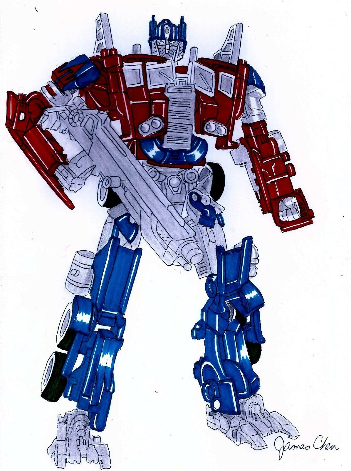 Transformers optimus prime original ic art color sketch on card stock