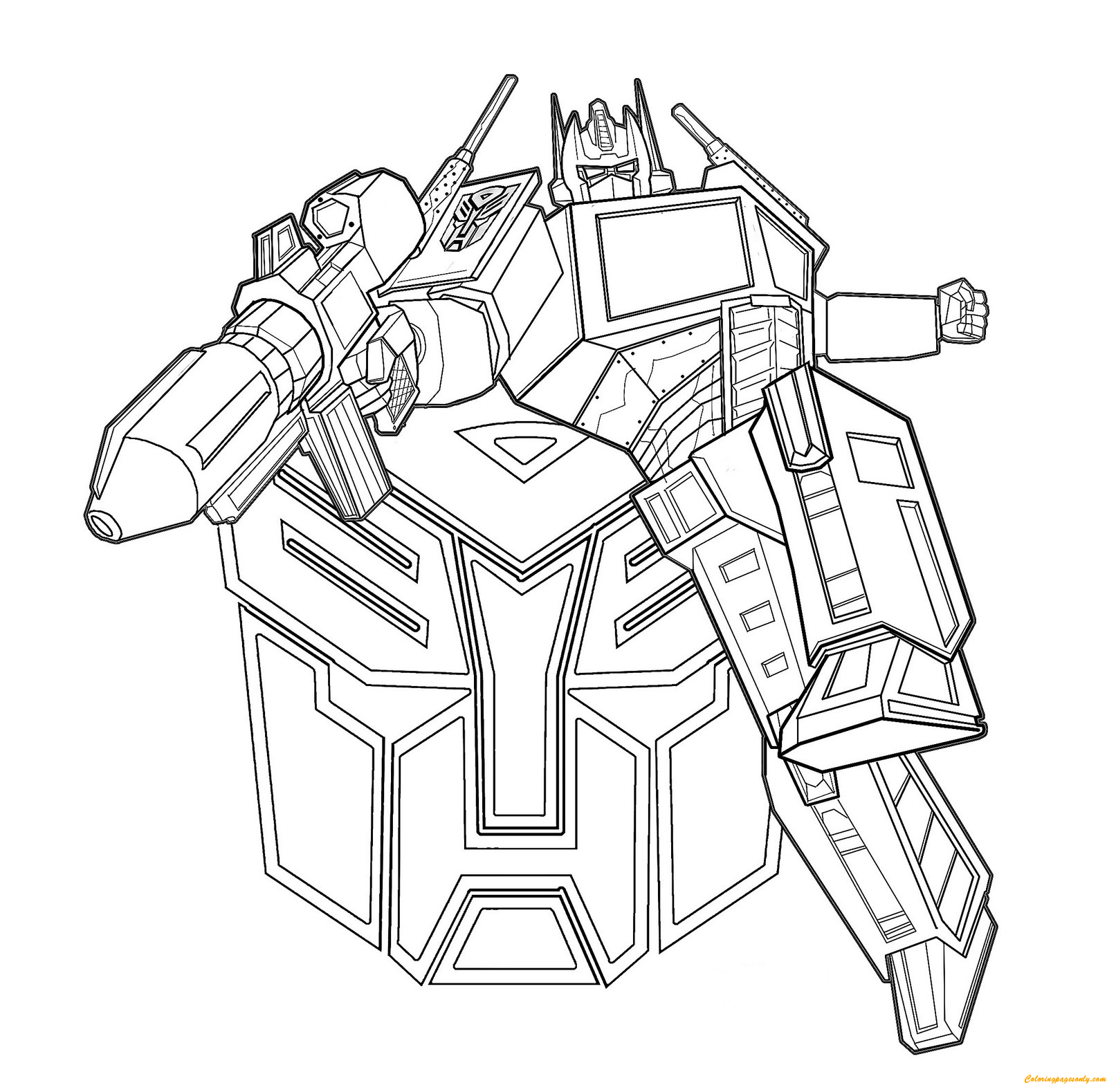 Transformers optimus prime coloring page