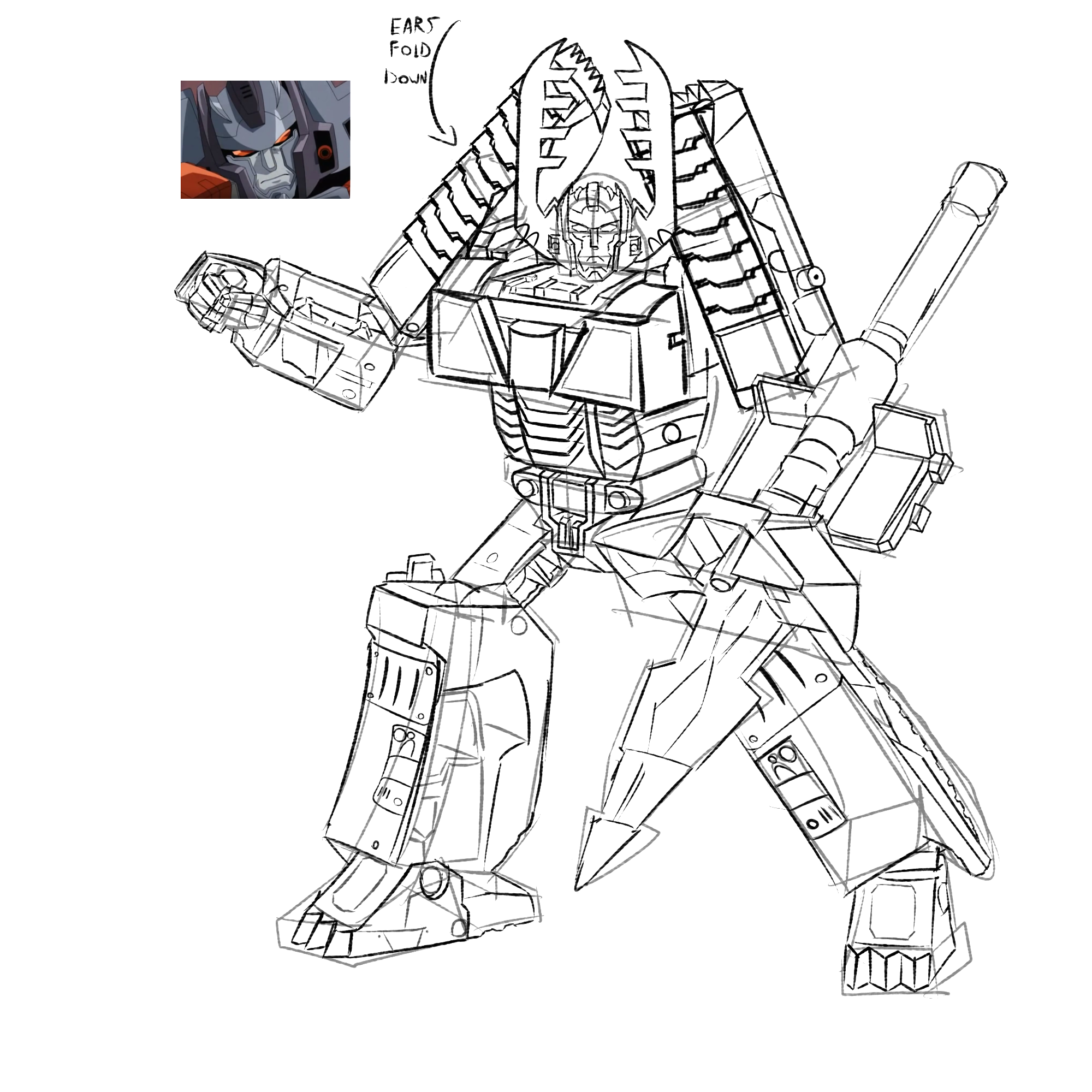 My sketch of an earthrise megatron retool to be armada megs rtransformers