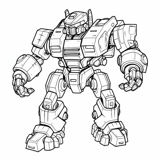 Premium ai image gigantic scale transformer robot coloring pages by andreas rocha