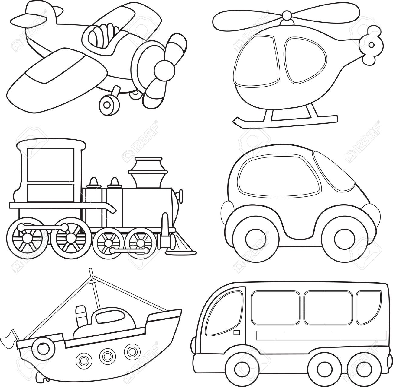 Cartoon transport coloring book royalty free svg cliparts vectors and stock illustration image